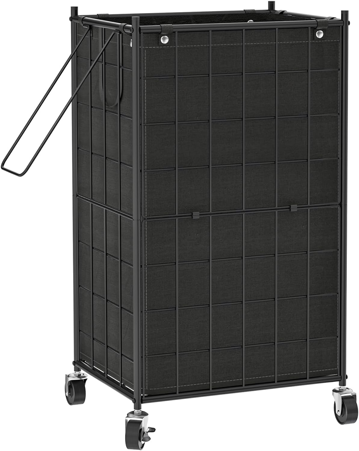 Laundry Hamper with Wheels,Metal Wire Frame Rolling Laundry Basket with Removable bag,100L Dirty Clothes Hamper Organizer Dorm Room Storage for Bedroom,Bathroom,Black