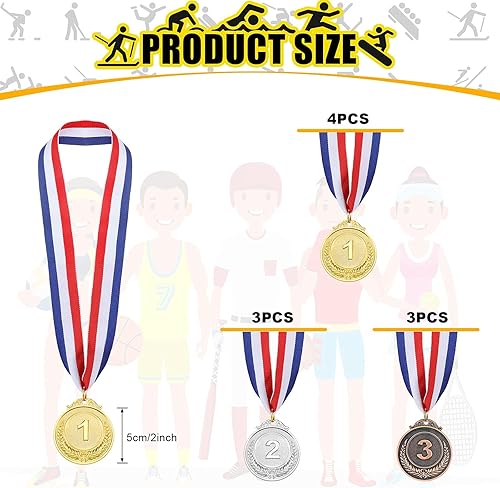 Miniatura 13 de MTLEE Gold Silver Bronze Award Medals Competition Style Winner Award Medals Metal Medals Prizes with Neck Ribbon for Competitions Party Homework