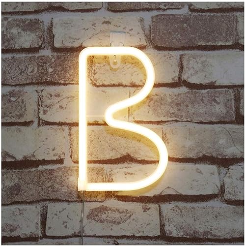 Miniatura 5 de ENUOLI Letrero de neón blanco cálido, luces de noche con letras del alfabeto, luces LED de neón que funcionan con pilas o USB, decoración de pared,