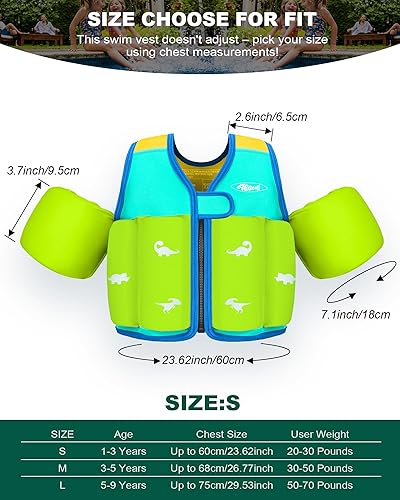 Miniatura 4 de Chaleco de natación para niños pequeños de 20-30-50-70 libras, flotadores de piscina para niños de 1-2-3-5-7-9 años, cómoda chaqueta flotante