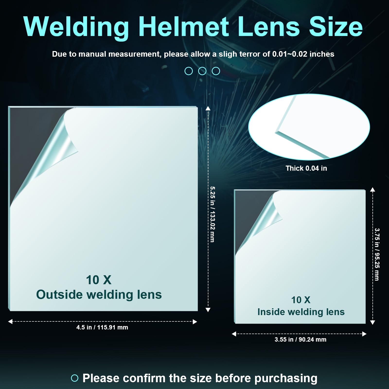 Lente de casco de soldadura 3350 para Lincoln Electric Viking, cubierta de campana de soldadura, lentes transparentes KP3044-1 KP2898-1 (10 piezas interiores + 10 piezas exteriores)
