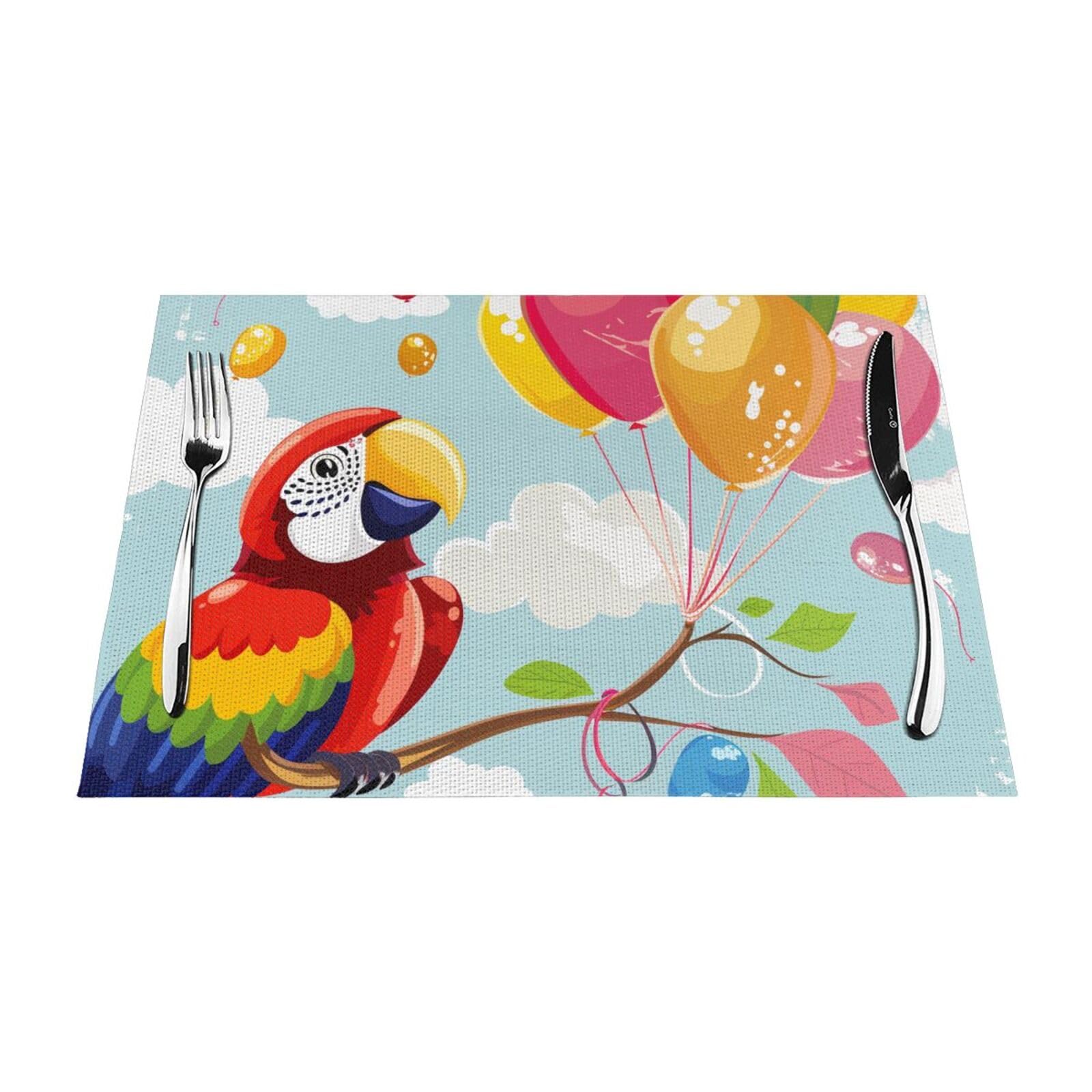 Cadeaux de cuisine originaux lot de 6 sets de table lavables motif perroquet fun