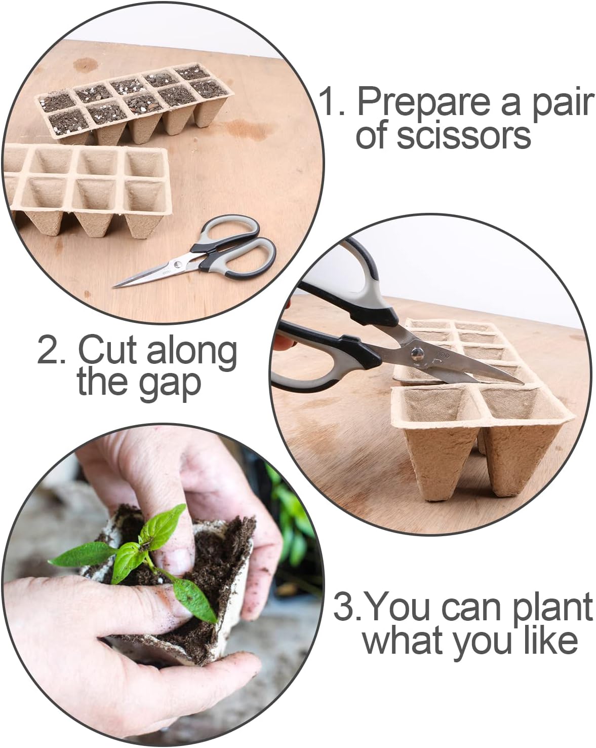 Seed Starter Tray, 150 Pack Biodegradable Pots for Seedlings, with 30 Pcs Plant Labels, Biodegradable Herb Seed Starter Pots Kits, Garden Germination Nursery Pot