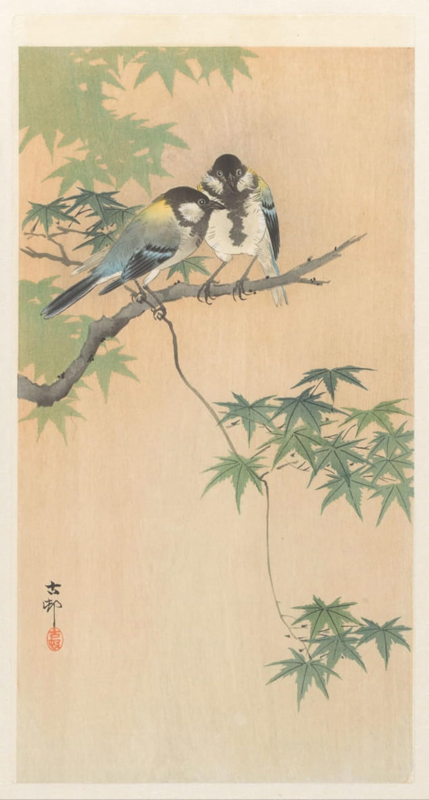 RZHRHJES Retro Picture Portrait Oil Painting Modern Wall Artwork Ring At Wisteria by Ohara Koson Canvas Poster for Home Decor 60x90cm