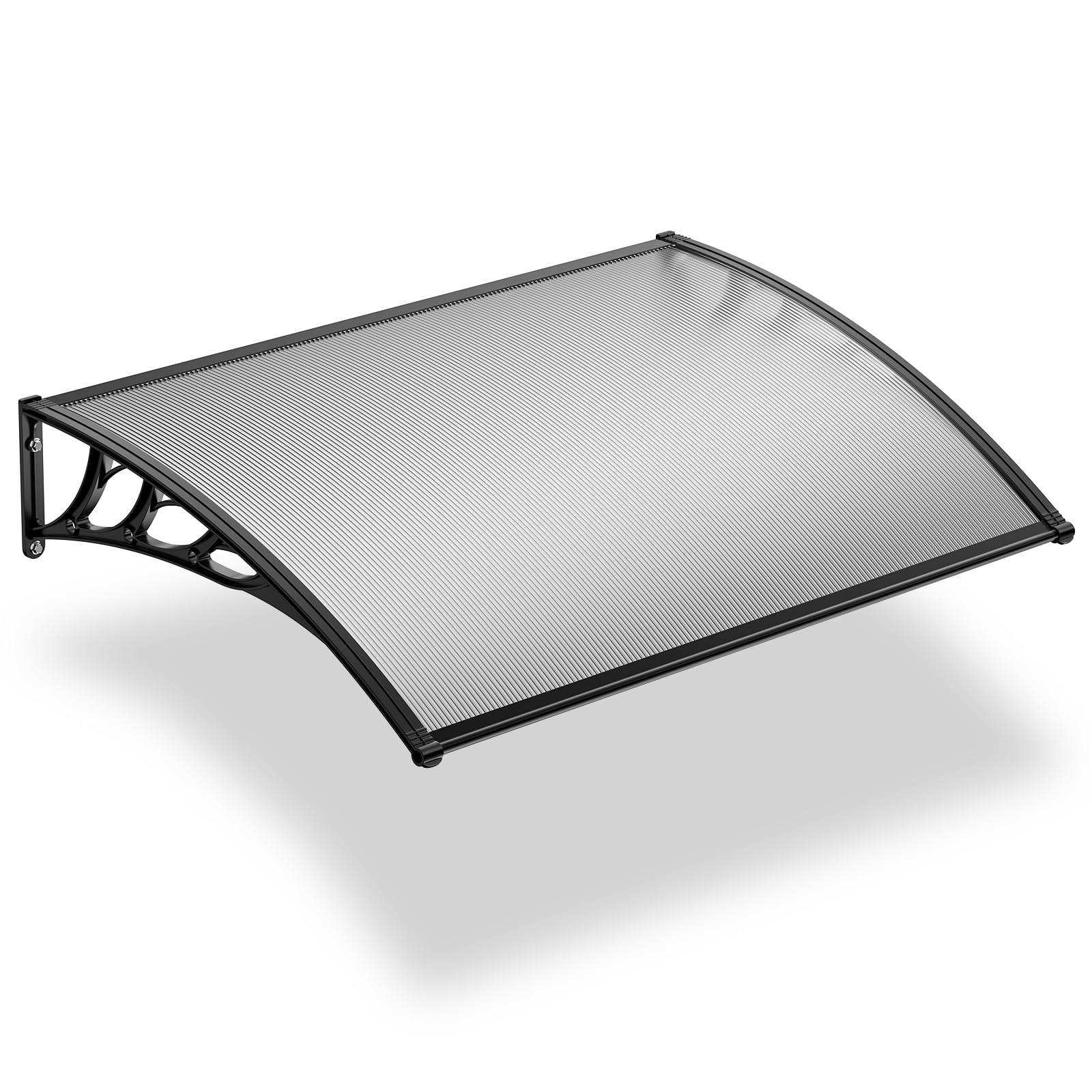 Door Canopy Awnings Garden Outdoor Window Patio Porch Rain Protector Shelter Shade Cover Resists-Corrosion 150x100x28cm,Black