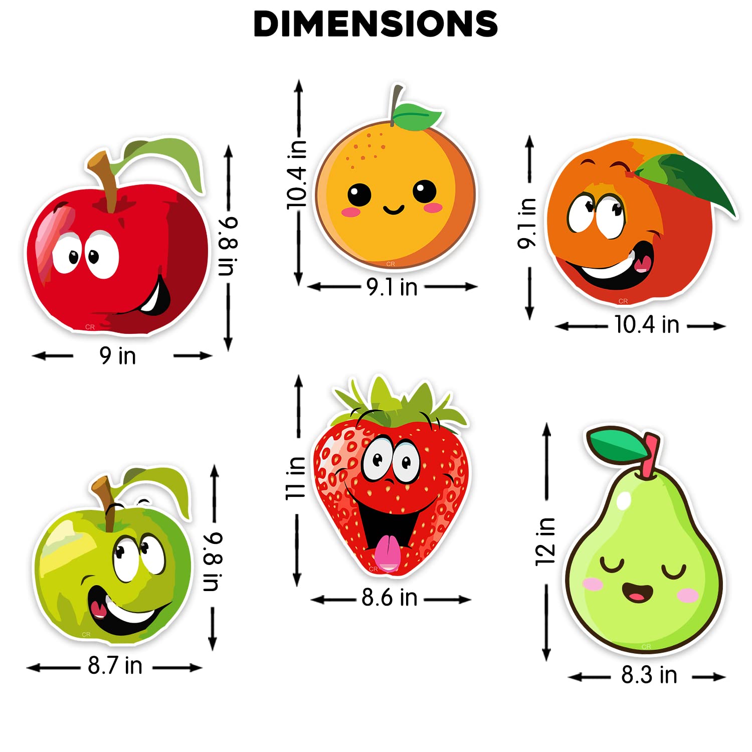 Zyozique Fruit Theme Birthday Cardstock Cutout with Glue Dot for Kids Theme for Baby Shower Happy Birthday Decorations Supplies (Pack of 8) 3