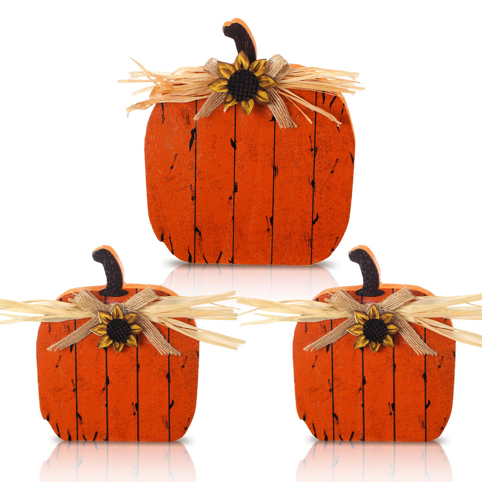 Quzzil 3 Pcs Thanksgiving Decorations for Home Wooden Pumpkin Table Sign Fall Pumpkin Centerpiece Autumn Tiered Tray Decor for Thanksgiving Harvest