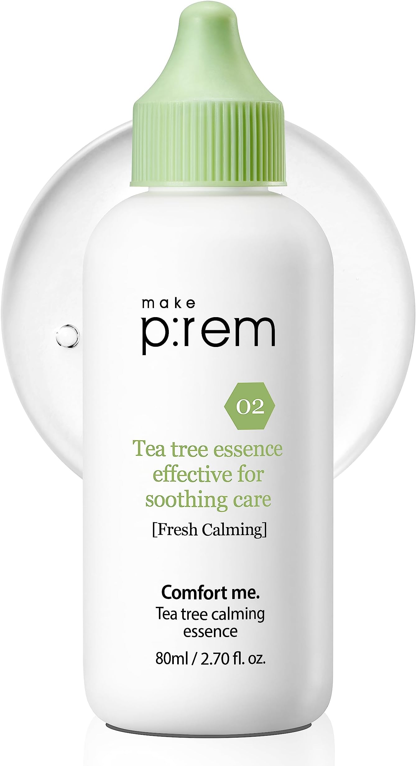 MAKEPREM Comfort me. Tea tree calming essence (2.70 fl.oz. / 80ml) - Tea Tree Extract and 5 Types of Hyaluronic Acids Calm, Soothe, and Moisturize the Skin