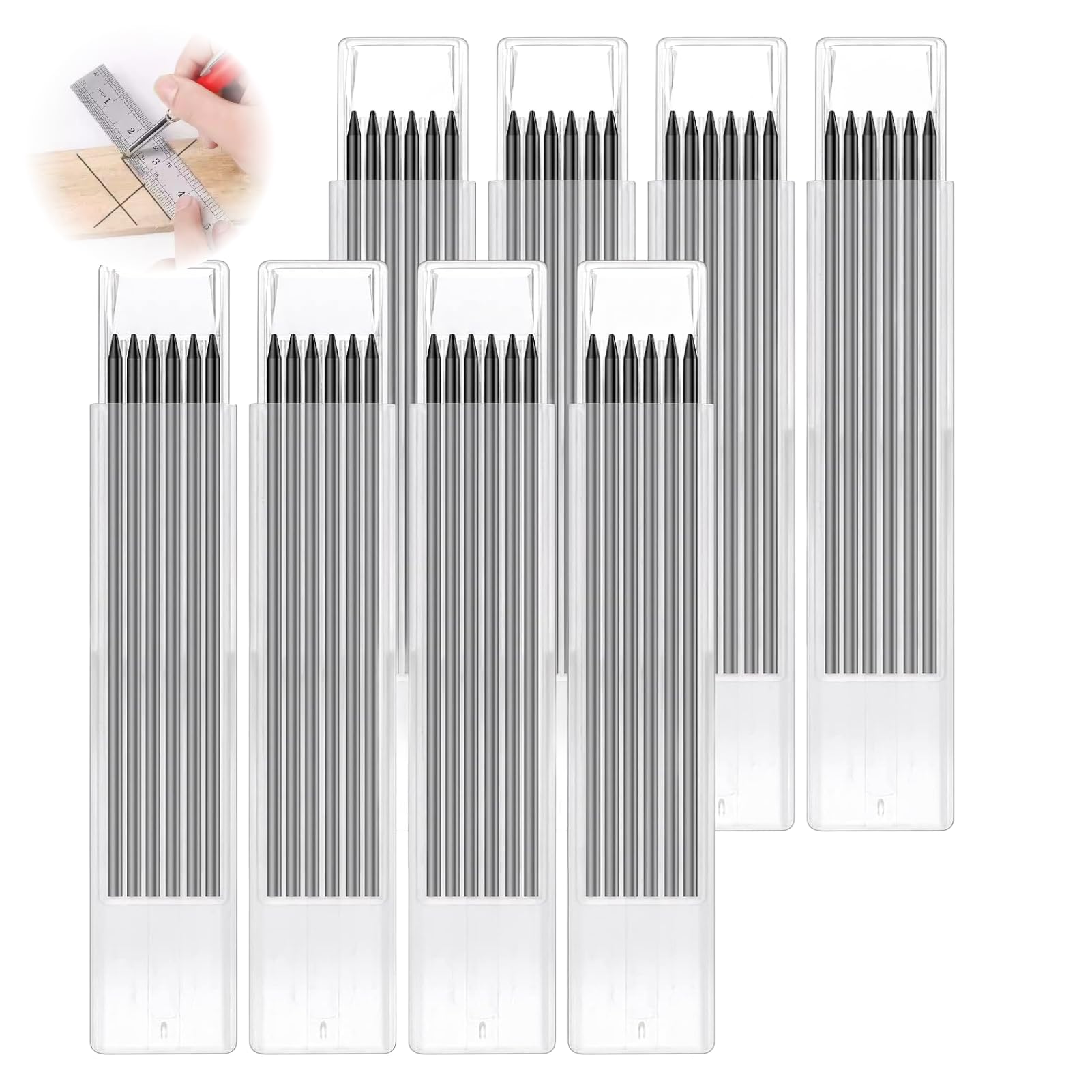 24 Recharges Crayon Charpentier 2.8mm Redamancy - Mines Graphite HB étanches - Pour Bois, Construction