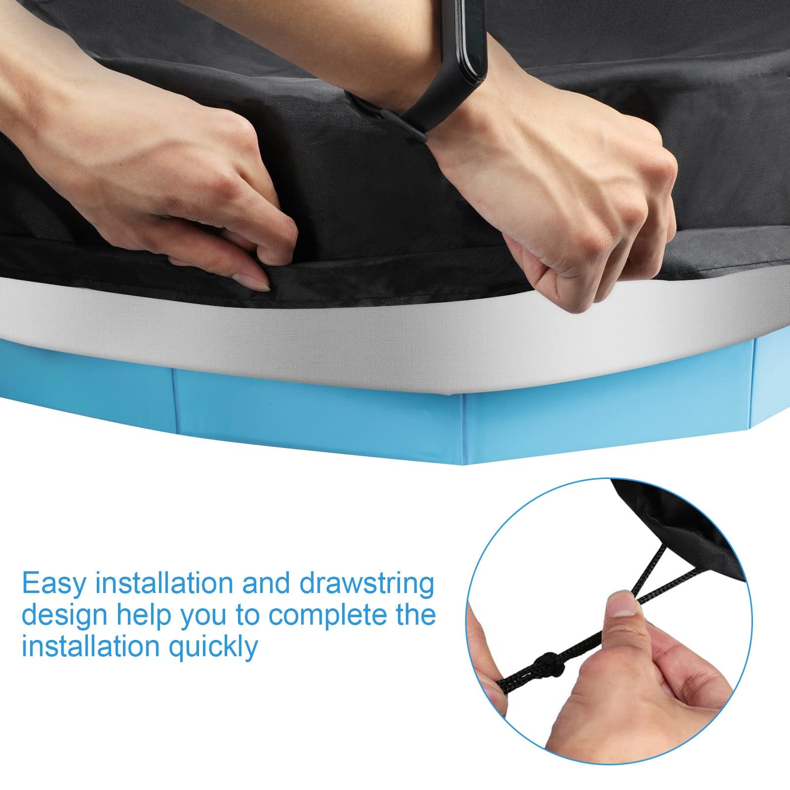 CANADIAN SPA CO. Badafdekking rond, 203 cm, grijs, isolerende afdekking voor whirl pool, afdekking voor zwembad waterdicht en UV-bestendig