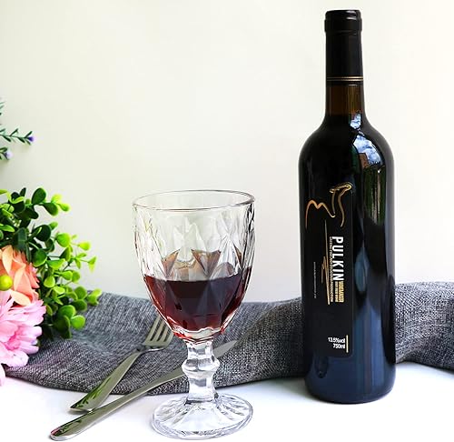 Miniatura 6 de Copa de vino, copa de vidrio transparente, diseño vintage de 12 onzas en relieve, copas de vidrio transparente para fiestas, bodas, prismáticos