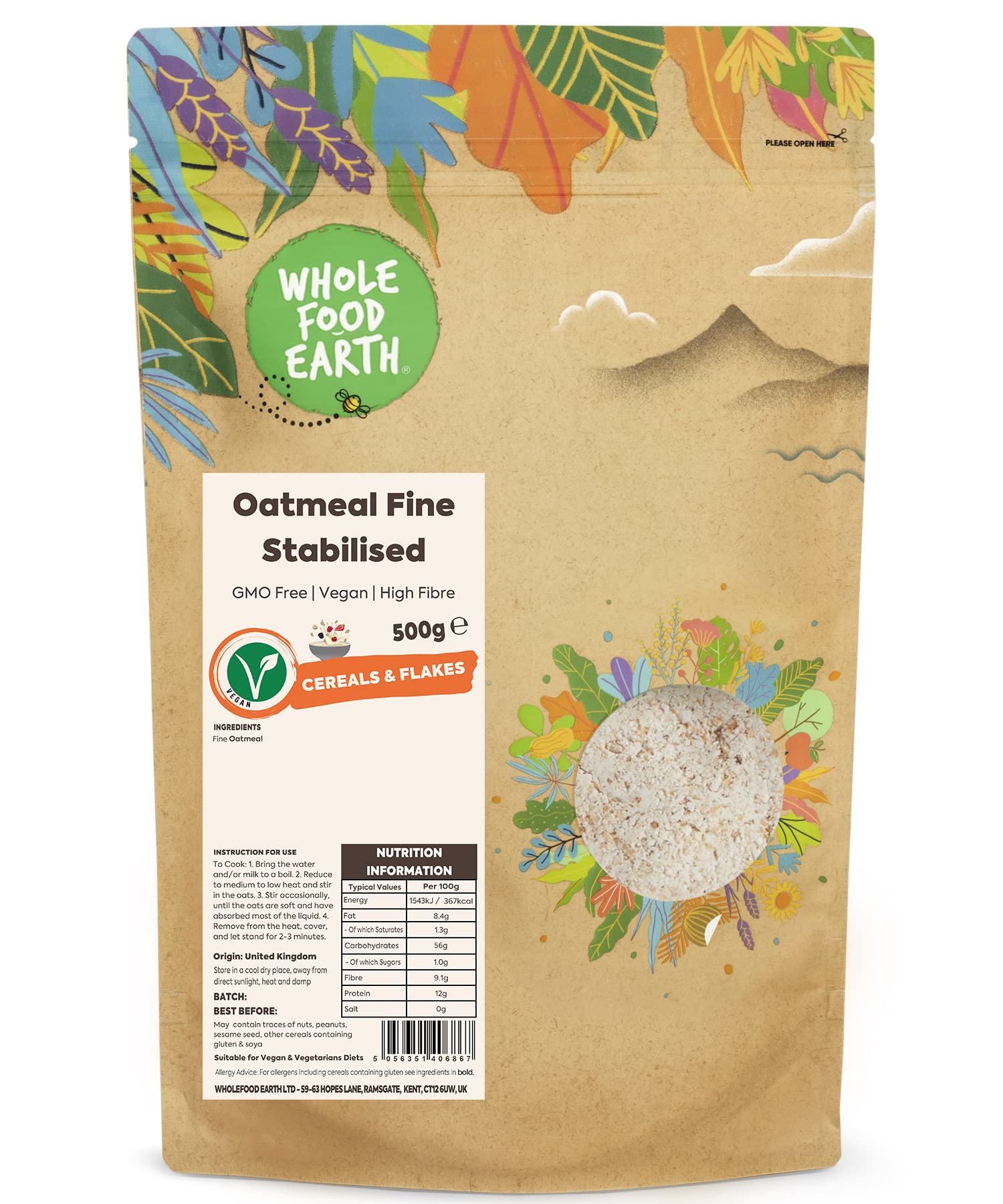 Oatmeal Fine Stabilised 500g