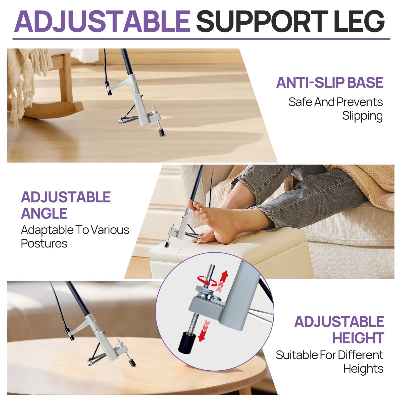 Cortaúñas de mango largo con endoscopio HD y luz LED, aluminio plegable de 32 pulgadas, pata de soporte ajustable, hoja de acero inoxidable para uñas gruesas, para personas mayores, usuarios