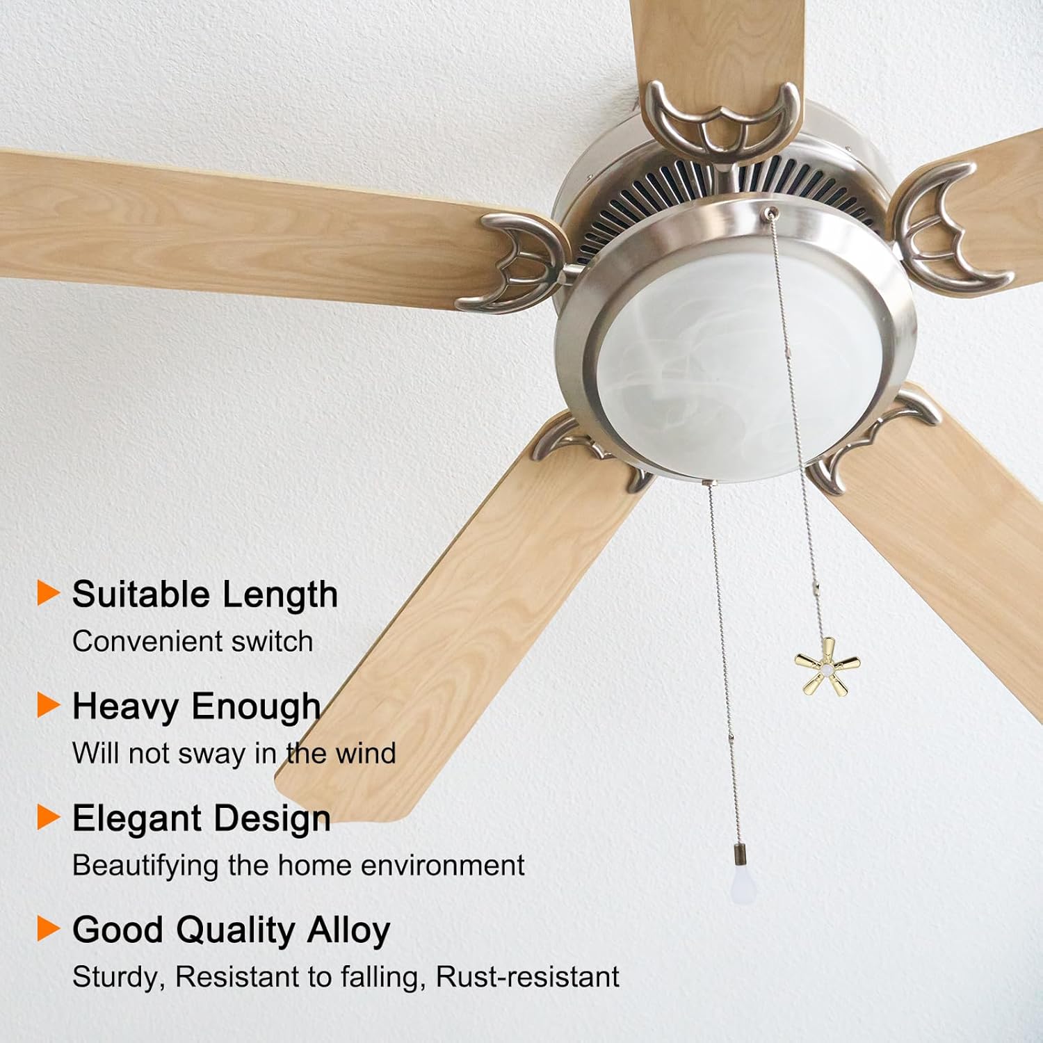 uxcell 13 Inch Ceiling Fan Pull Chain Extender Sets, 6 Pcs Beaded Ball Fan Pull Chain with Decorative Light Bulb and Fan Cord for Ceiling Light Lamps Fan, Bronzy