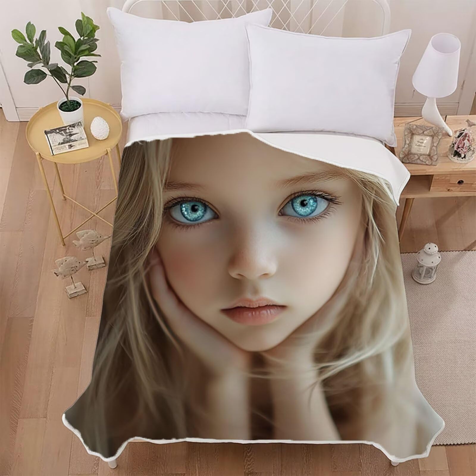 Dziewczyna Zimowe Koce, Skrzydło Koc Sofa Zima 140x200cm, Koce Na Łóżka Miękkie Przytulne Ciepłe Puszyste Odwracalne, Ciepłe Kaszmirowe uczucie Ciepły i Przytulny Kaszmirowy na Sofę Łóżko i Fotel A