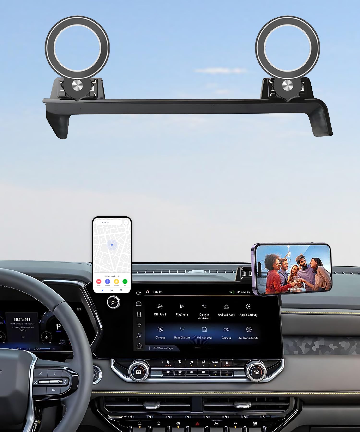 Car Phone Holder for Chevrolet Colorado 2023 2024 2025 2026 Accessories Apply to 11.3 Inch Touch Screen Fixed Clip MagSafe Passenger Cell Phone Mount Handsfree 360° Rotation