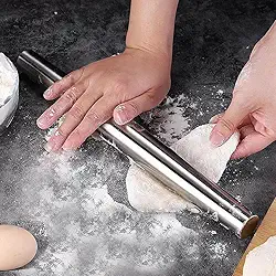 Rolo de massa de aço inoxidável, utensílio de cozinha doméstica para enrolar bolinhos de massa, pizza, pastelaria, biscoitos (25,4 cm)
