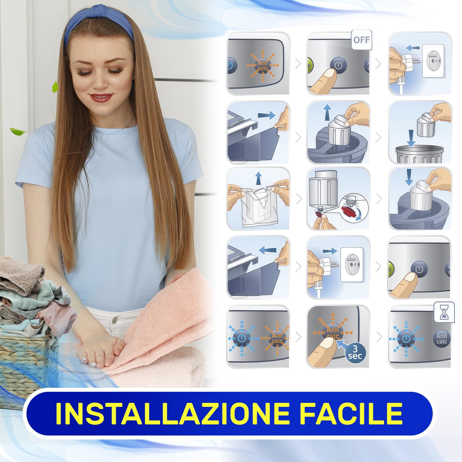 MONTERAL XD9070E0 per Rowenta Liberty Powersteam Cartuccia Anticalcare Set 4 Adattato per Tefal per Calor Ferro da Stiro a Vapore con Caldaia