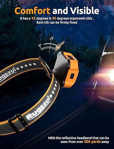 Miniatura 2 de Rugsoul IP68 - Linterna frontal LED recargable impermeable para exteriores, con 6 modos de iluminación, ultraligero y brillante para camping,