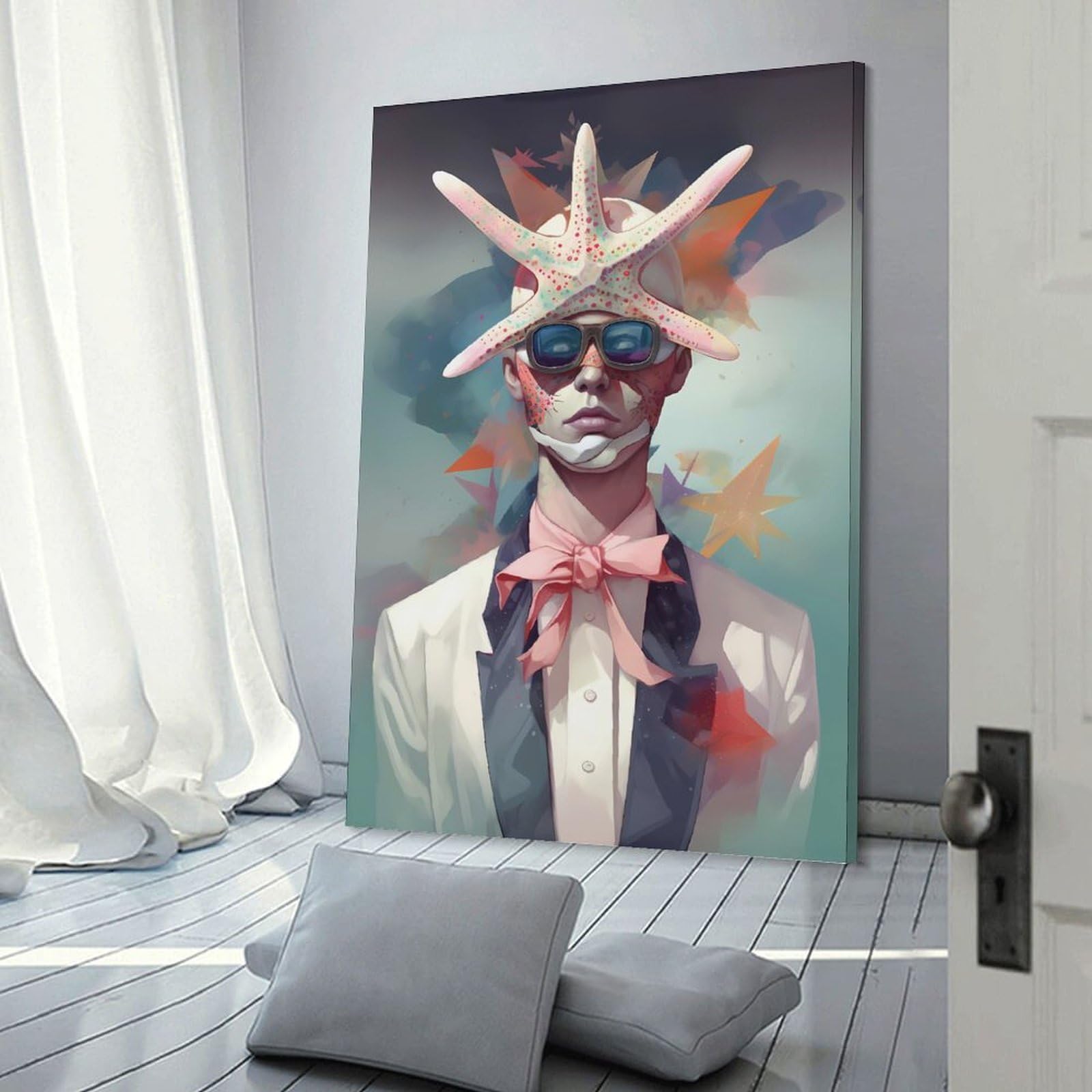 Junmoney Starfish Sweet Canvas Art Print 24x36inch(60x90cm), for Front Hall, Corridor Or Welcome Spaces, Home Artwork for First Impressions