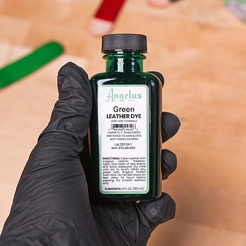 Vista 4 de Angelus Tinte para cuero – Tinte flexible para cuero para zapatos, botas, bolsos, manualidades, muebles y más, 3 onzas, Dauber incluido (verde)