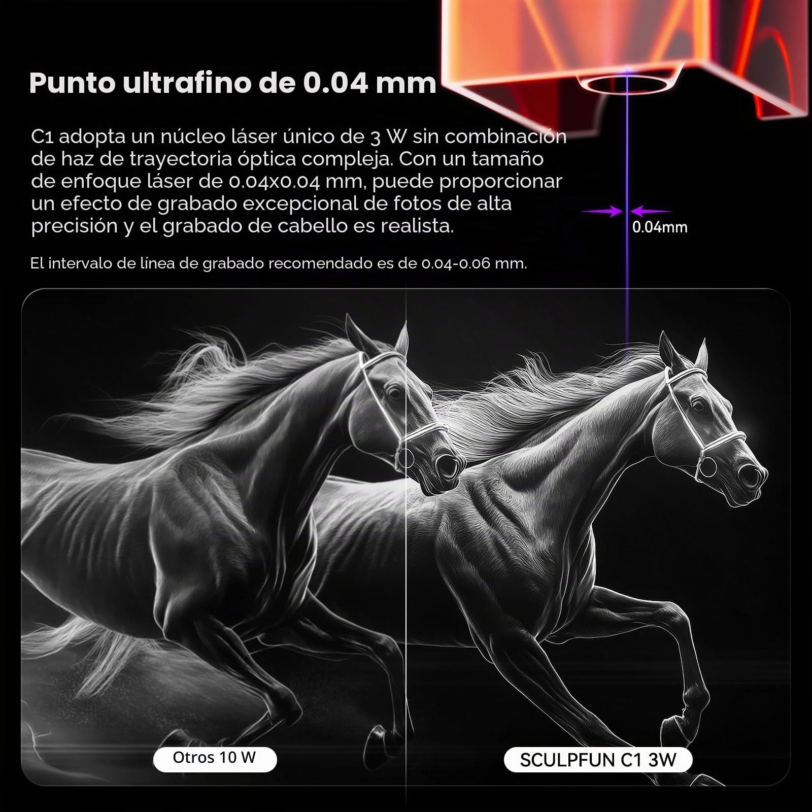 SCULPFUN C1 Mini grabadora láser, máquina de grabado láser portátil de 3 W con punto ultrafino 0,04 mm, sin necesidad de instalación, para principiantes, dispositivo de grabado laser para madera metal