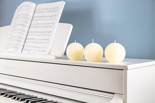 Miniatura 4 de Juego de 3 velas esféricas de 3 pulgadas sin perfume vertidas a mano para bodas, decoración del hogar, iglesia, restaurante, spa, mecha de algodón