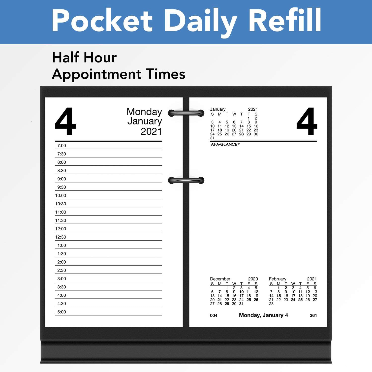 2021 Daily Desk Calendar Refill by AT-A-GLANCE, 3-1/2" x 6", Loose-Leaf (E7175021) : Office Products