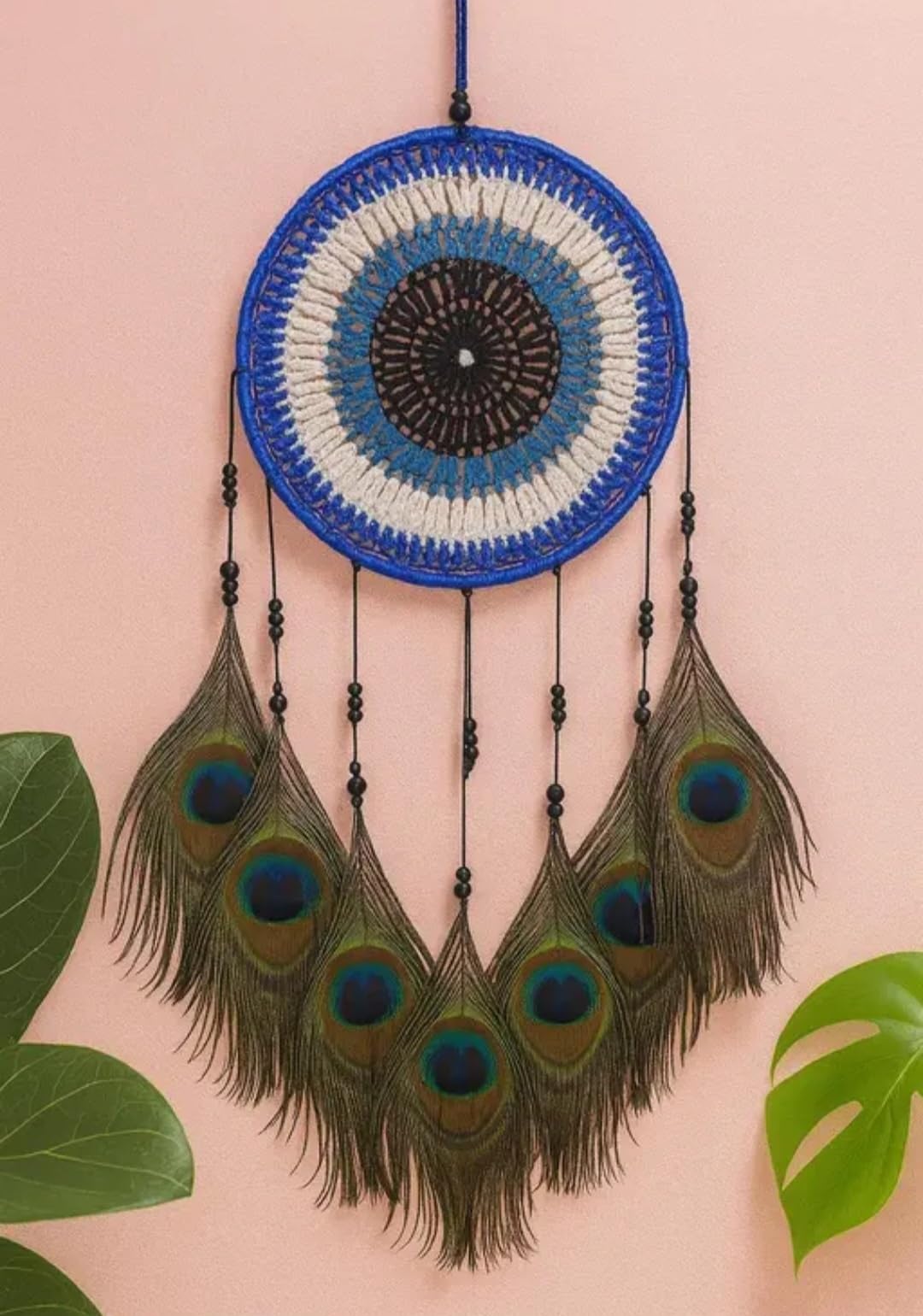 Mehruna Peacock Feather Wall Decor Dream Catcher for Bedroom, Living Room, Handicrafts Wall Hanging Items for Kids Room, Guest Room, Evil Eye Dreamcatcher Positive Energy (15Lx48Hcm)-image-31