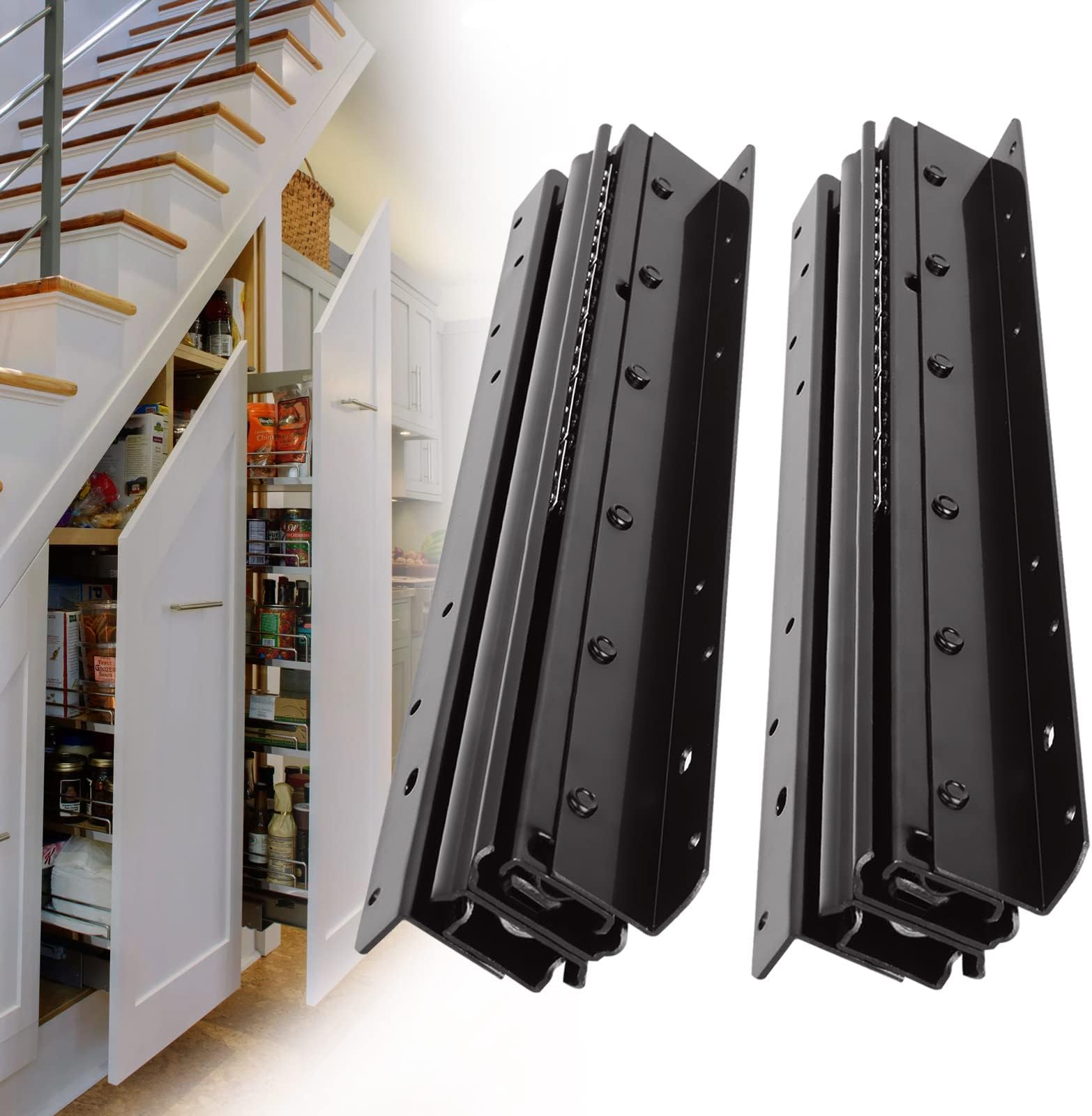 Acrux7 Undermount Stair Drawer Glides, 16 Inch Heavy Duty Under Stair