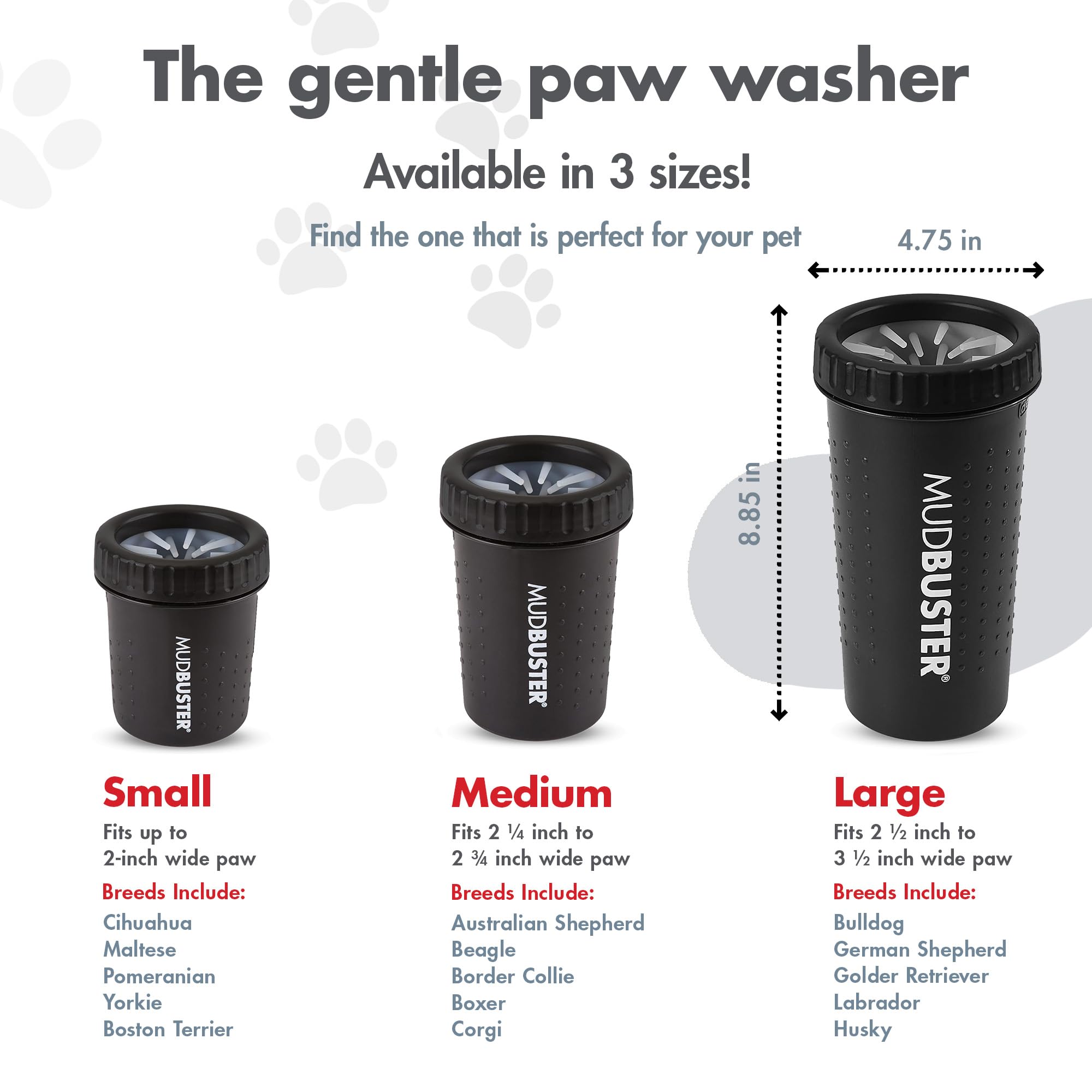 Dexas MudBuster Portable Dog Paw Washer/Paw Cleaner, Large, Matte Black- Special Edition (PW72025-22WP) - image 3