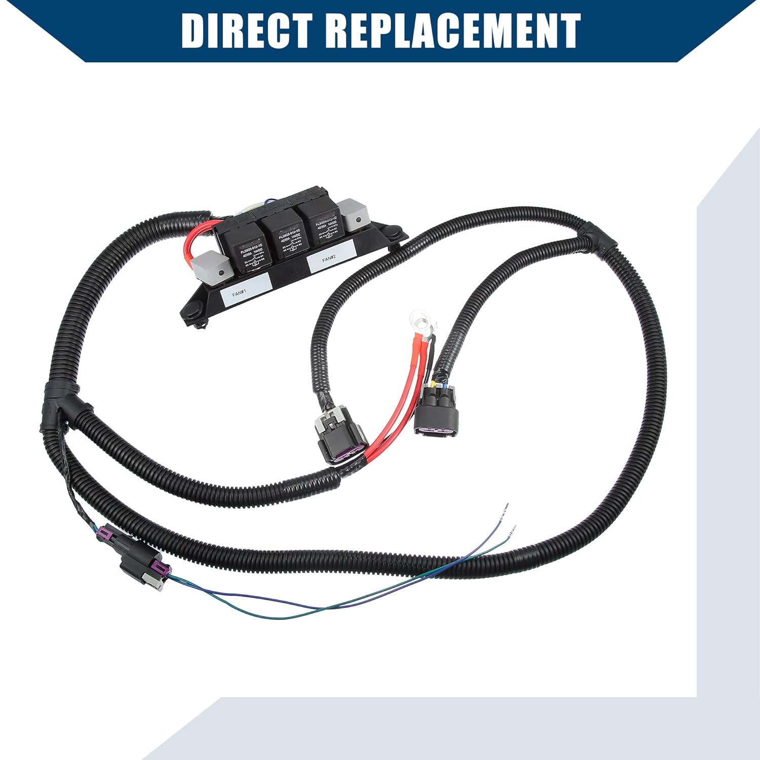 Dual Electric Fan Wiring Harness for Silverado 1500 2500 3500 for Sierra 1500 2500 3500 Pickup/Double Cooling Fan Harness/Durable / 1 Pcs Black