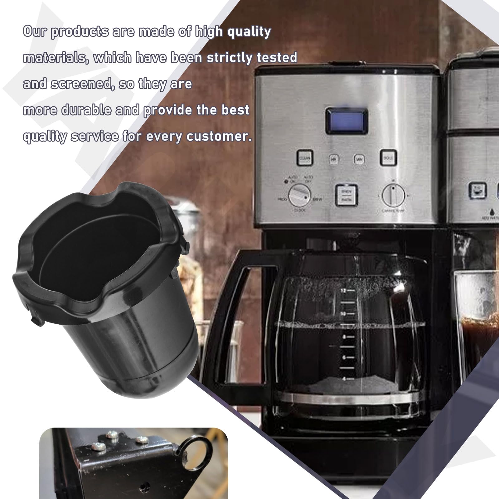SS-15P1 - Cafetera de acero inoxidable de 12 tazas y piezas de repuesto para cafetera de una sola porción compatible con soporte de cápsulas Cuisi-nart SS-15CH