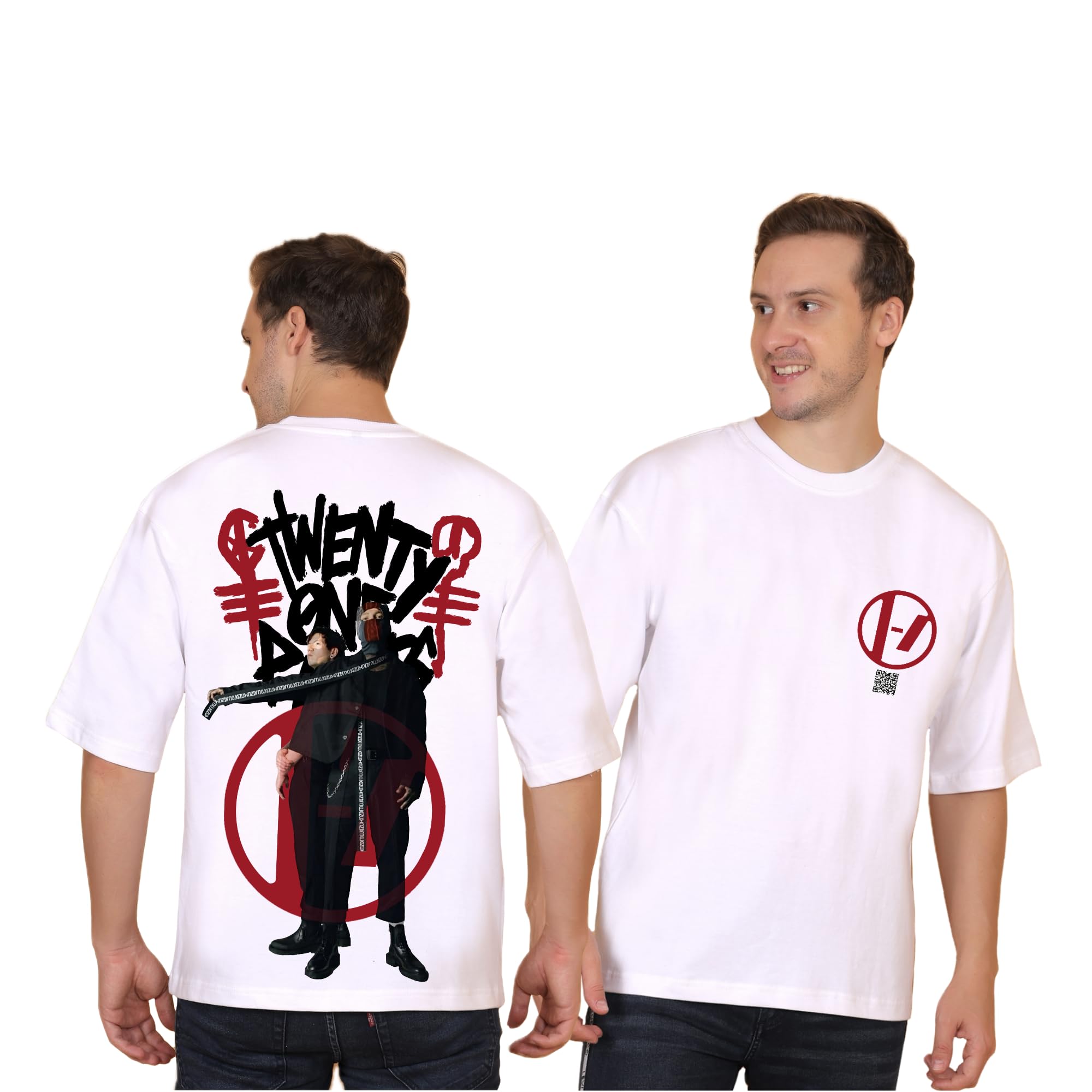 Twenty One Pilots Graffiti Oversized Off White Tshirt for Men and Women Music Band Tee Drop Shoulder Unisex Pure Cotton Baggy Loose Fit T-Shirts-picture-49