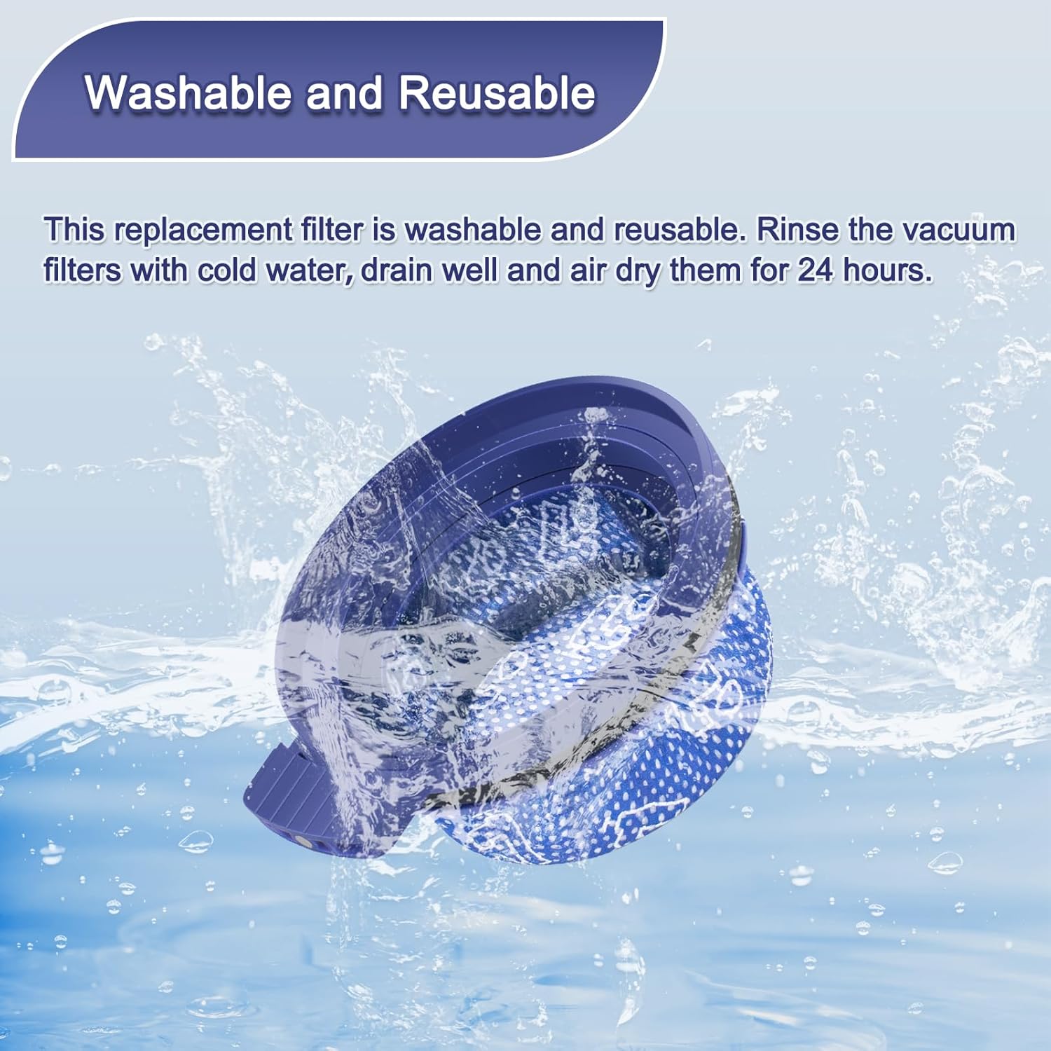 Image showing the HEPA filter being rinsed under water