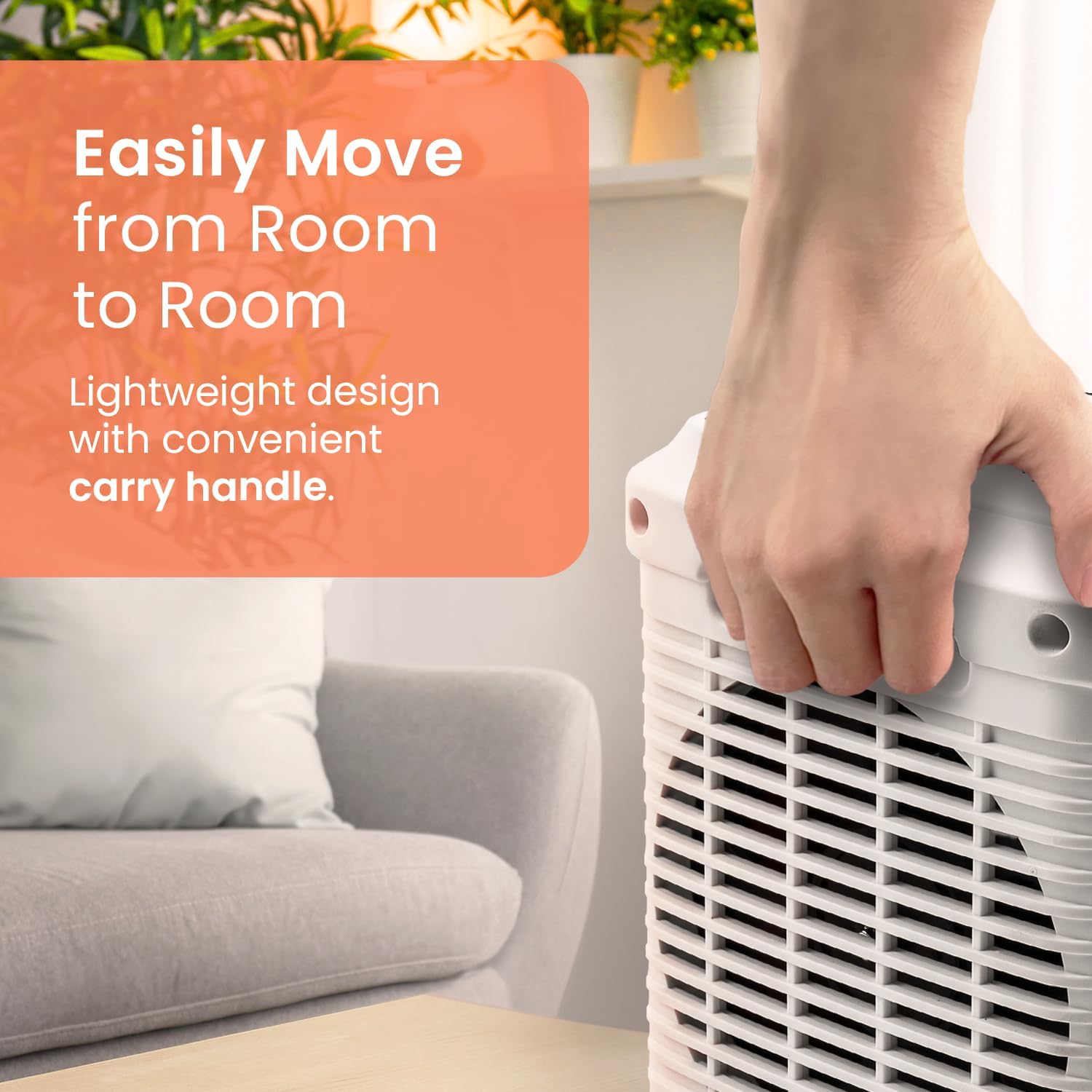 Hand carrying Pro Breeze heater by its handle