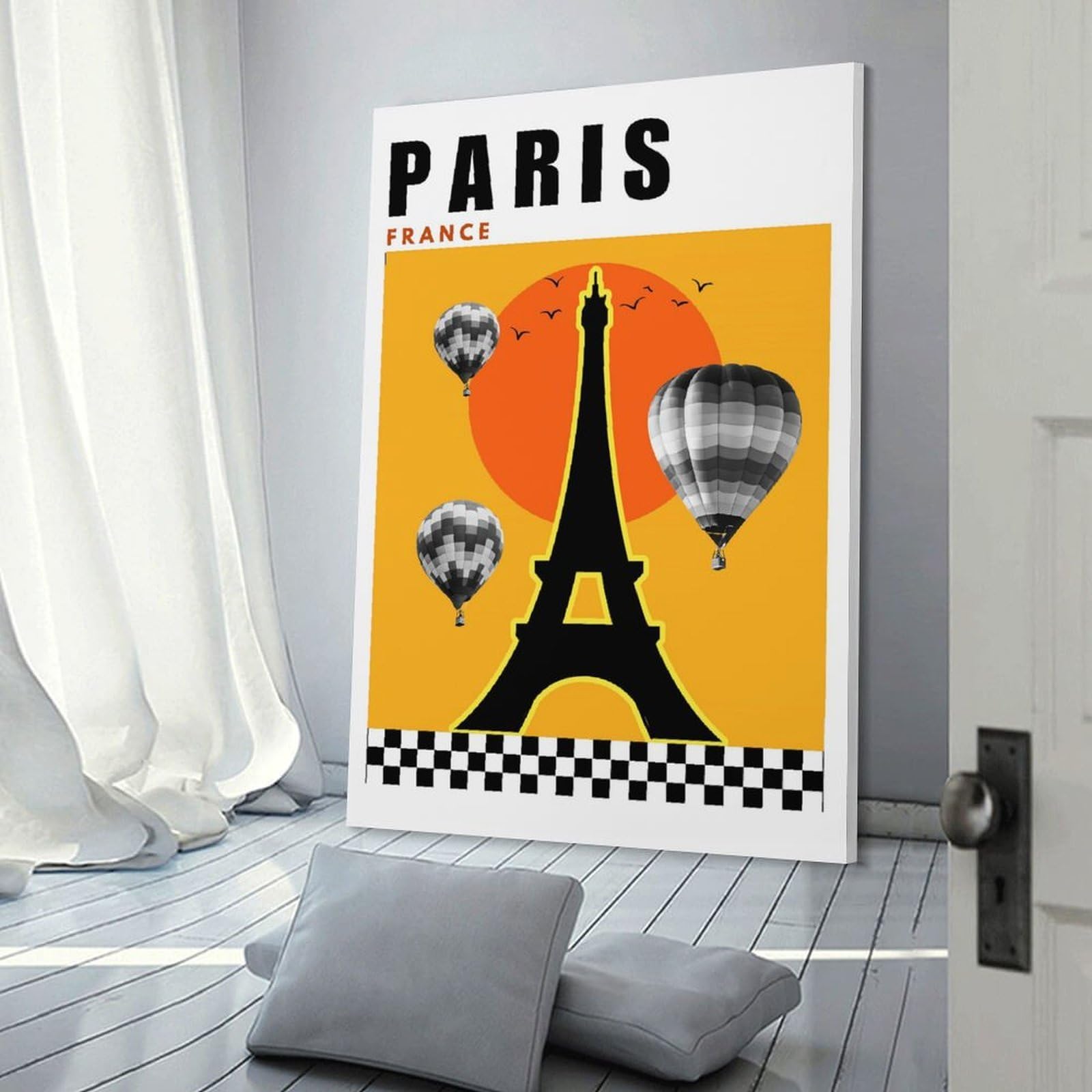 Junmoney Paris - France Mid Century Modern Collage Travel Poster Home Decor Wall Art 08x12inch(20x30cm), for Lounge, Bedroom Or Personal Spaces, Gift Idea for Housewarming And Birthdays