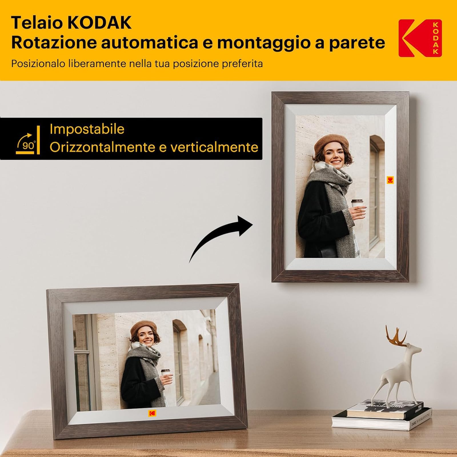 KODAK Cornice Digitale WIFI 10,1 Pollici，Cornice Foto Digitale con Schermo Touch IPS 1280 * 800 e 32GB di Memoria，Cornice Elettronica per Micro SD Card/USB, Rotazione Automatica