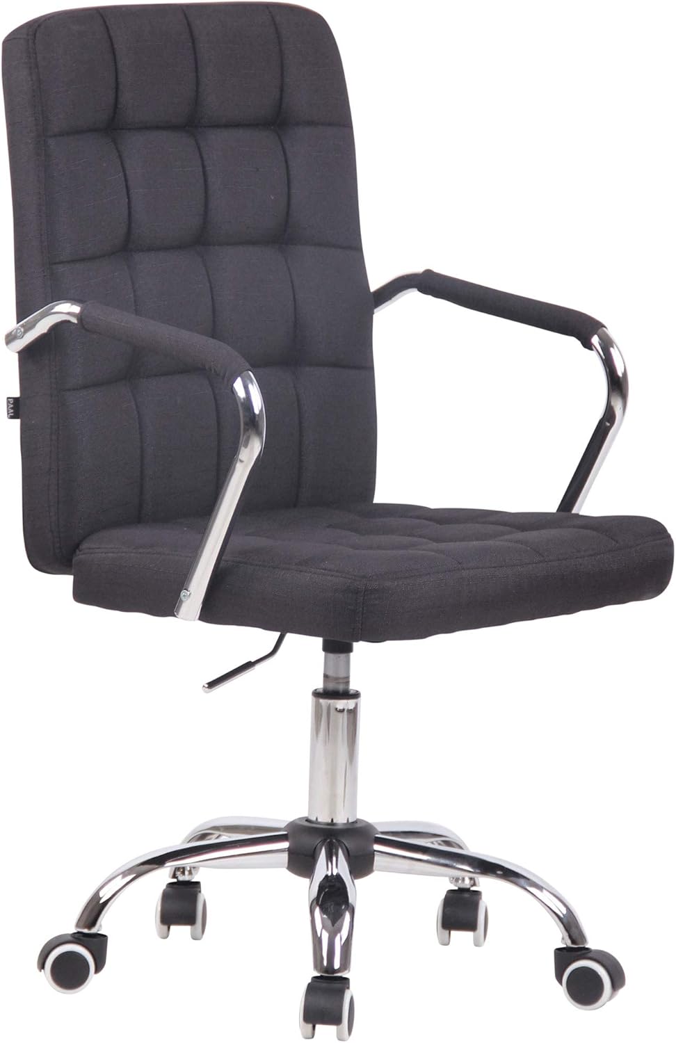 CLP Silla De Oficina Terni Tapizada En Tela o Simil Cuero I Silla De Escritorio Giratoria & Regulable En Altura, Color:Negro, Material de Base:Tela
