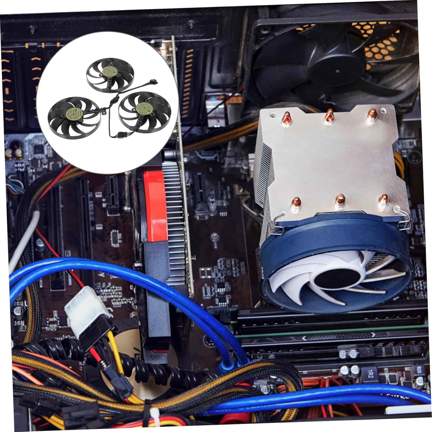 POPETPOP 1set Gpu Cooling Fan Compatible Cfud Graphics Card Cooler for Ti Silent Sturdy Build Easy Installation
