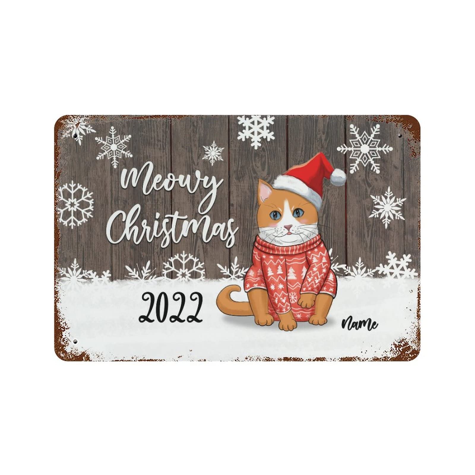 Panneau de Noël personnalisé chat pour remplacer les décorations fragiles de votre abri