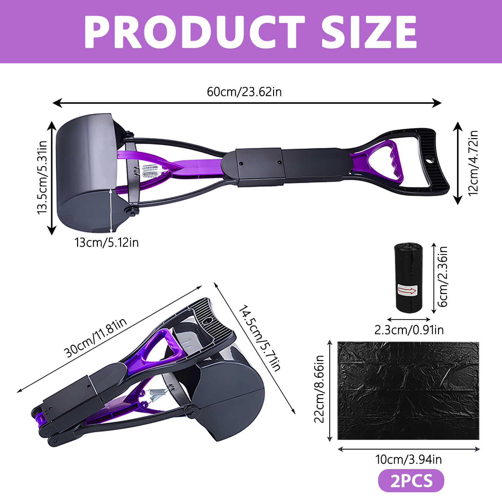 Dog Pooper Scooper with Long Handle - Image 2