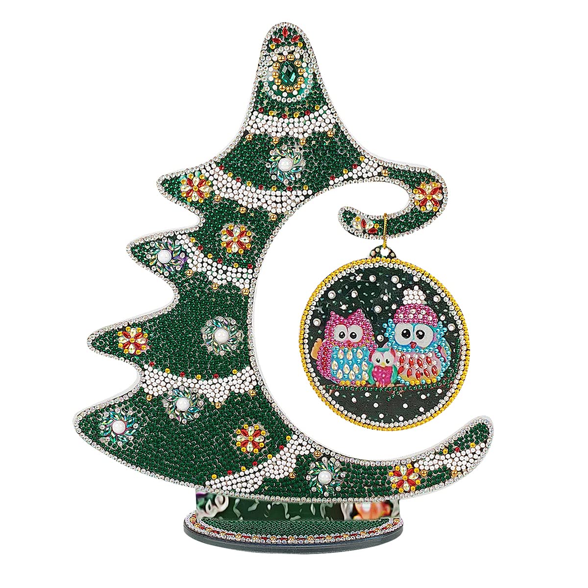 5D Mosaic Crystal Christmas Tree Craft Xmas Tree Diamond Art Kits Christmas Decoration Home Ornaments Gifts (Green A, 24 * 30cm/9.5 * 11.8in)