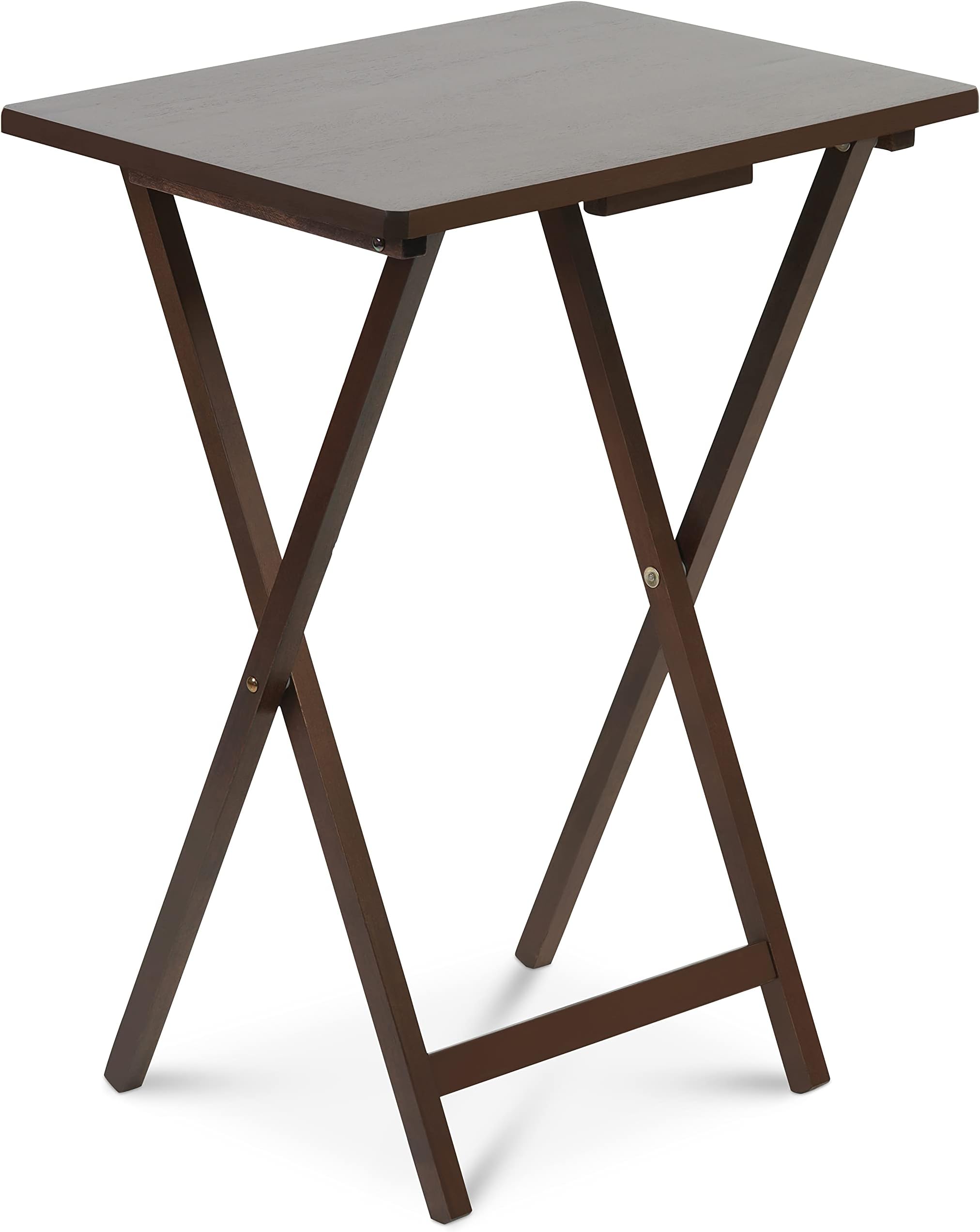 PJ Wood Folding Tv Tray & Snack Table Espresso