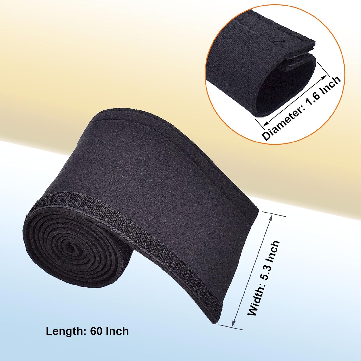 60 inches Trolling Motor Cable Organizer Sleeve with Magic Tape, Cuttable Neoprene Cord Organizer Cable Protector (Black)