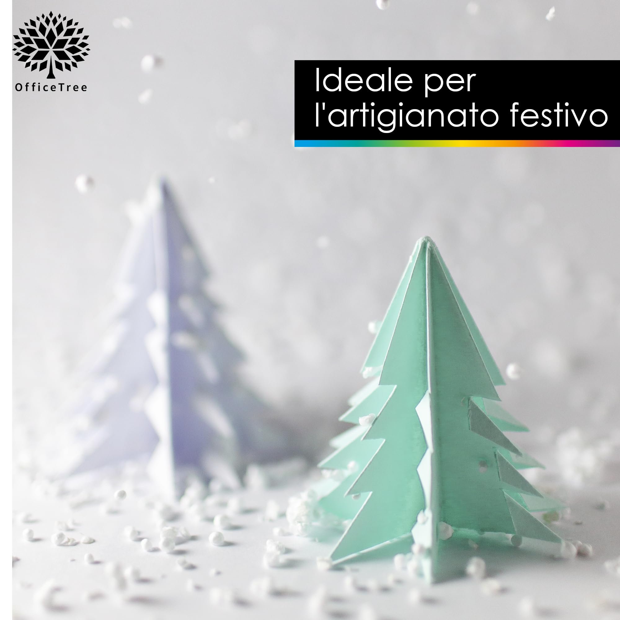 OfficeTree 50 arkuszy papieru pastelowego A4 300g, 10 kolorów, karton fotograficzny do DIY