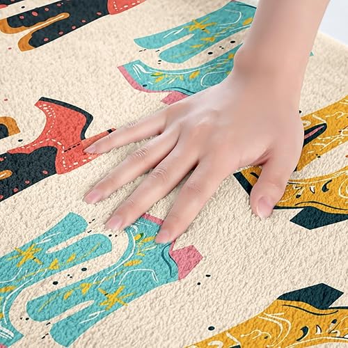 Miniatura 5 de Erosebridal Alfombra de baño con botas de vaquero, alfombra exótica de acuarela, decoración occidental, estrella, luna, cactus, exteriores, 16 x 24