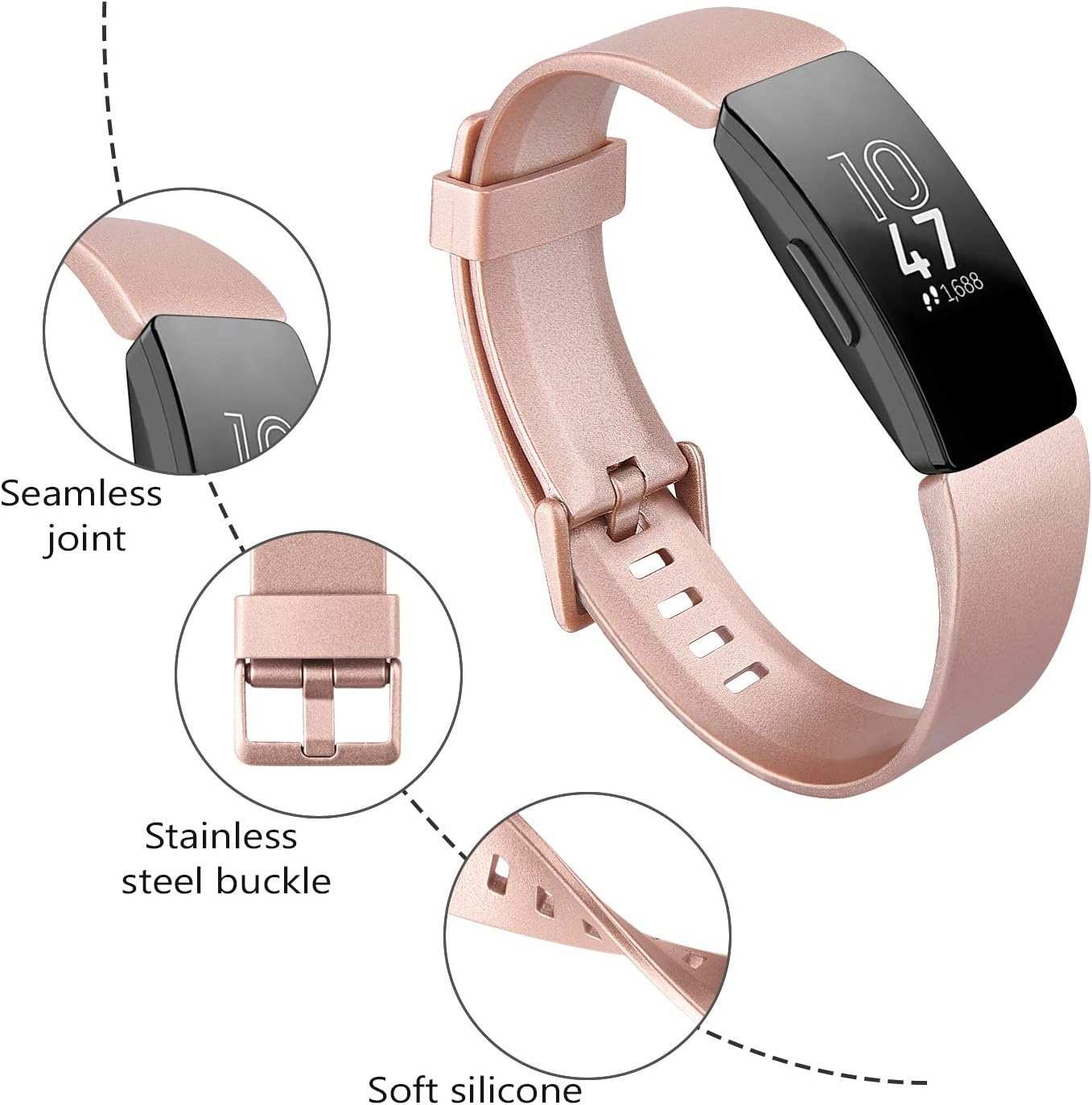 [6 Pack] Bands Compatible with Fitbit Inspire HR & Fitbit Inspire 2 & Fitbit Inspire & Fitbit Ace 2 Fitness Tracker for Women Men, Sport Silicone Bands Replacement for Fitbit Inspire 2 Bands, Large