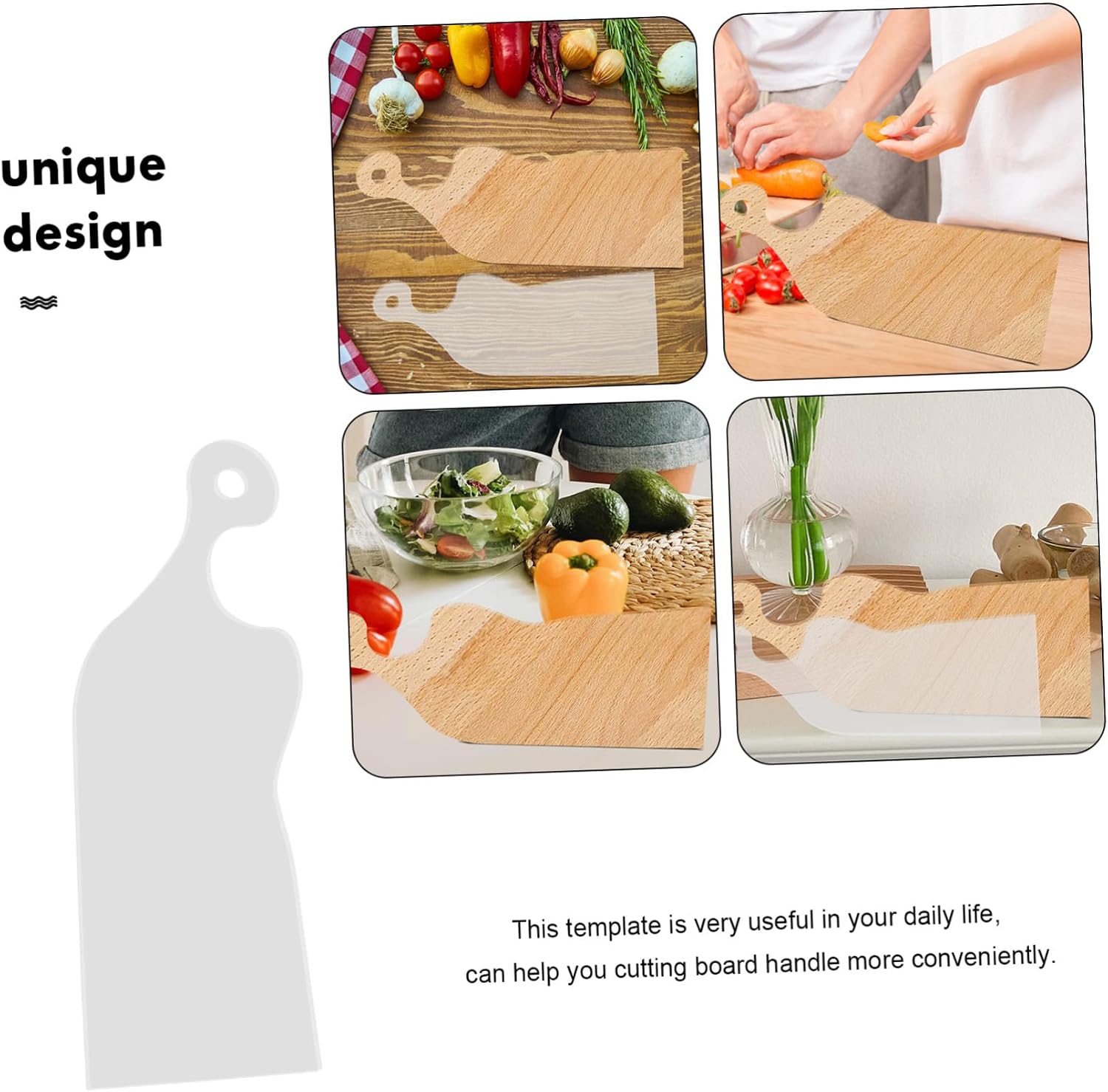 Unomor Acrylic Cutting Board Handle Template Counter Chopping Board Stencil Unique Fruit Cutting Template