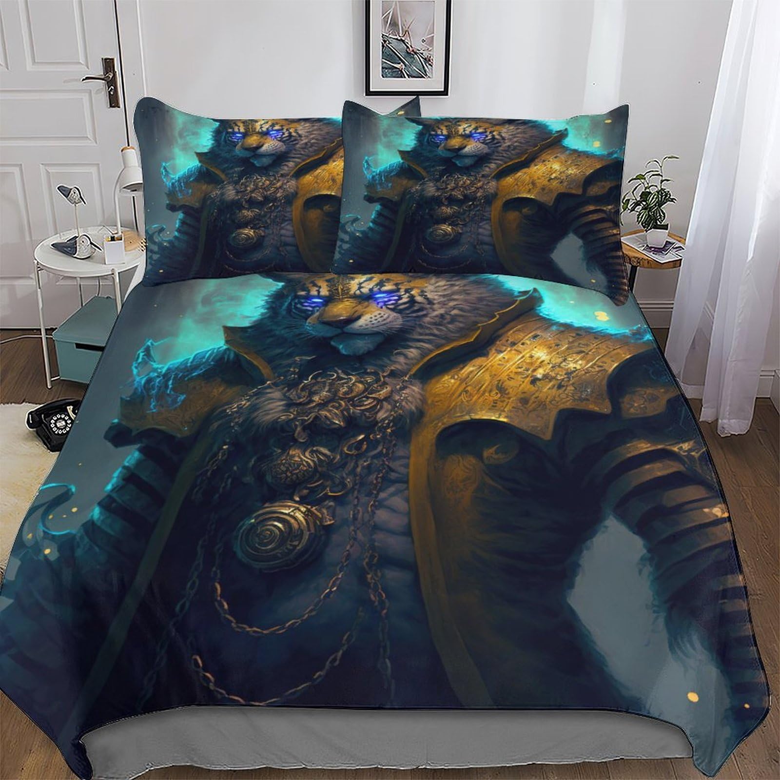 Housse de couette tigre hypoallergénique ultra douce en microfibre à zip